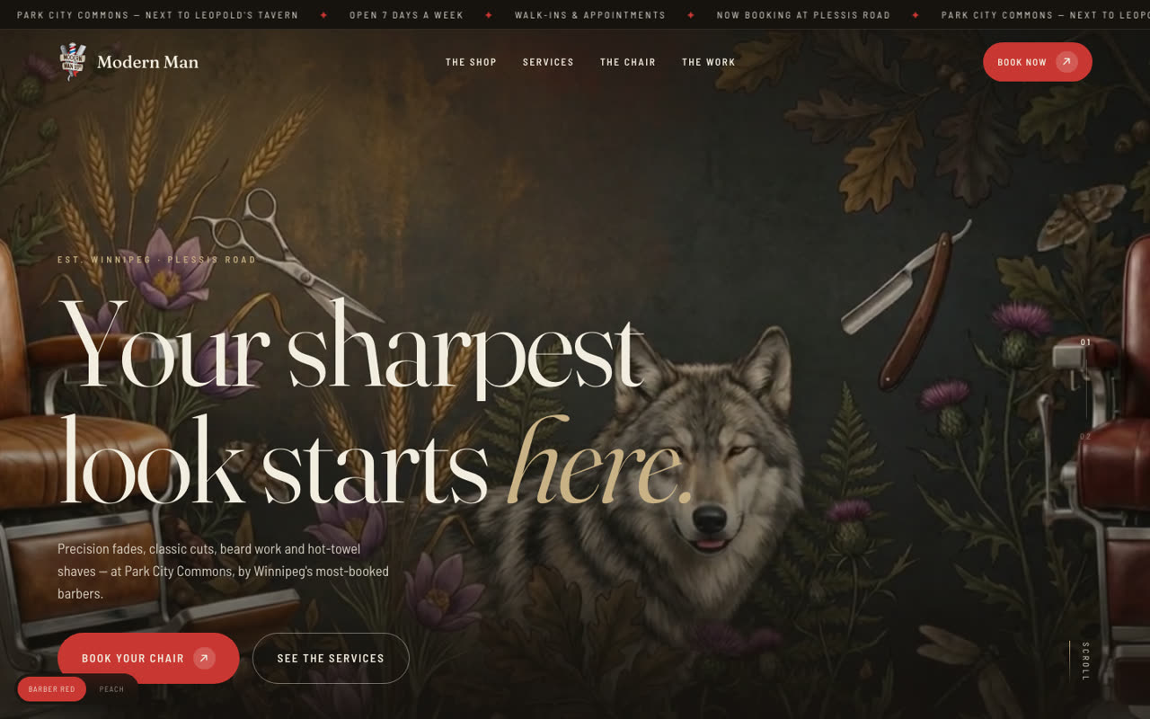 Modern Man Barber Shop website