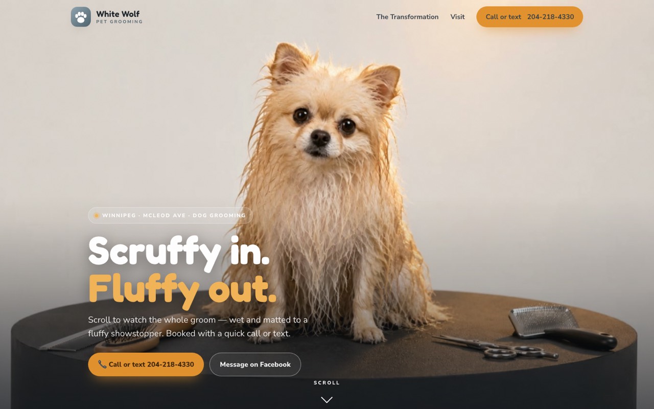 White Wolf Pet Grooming website